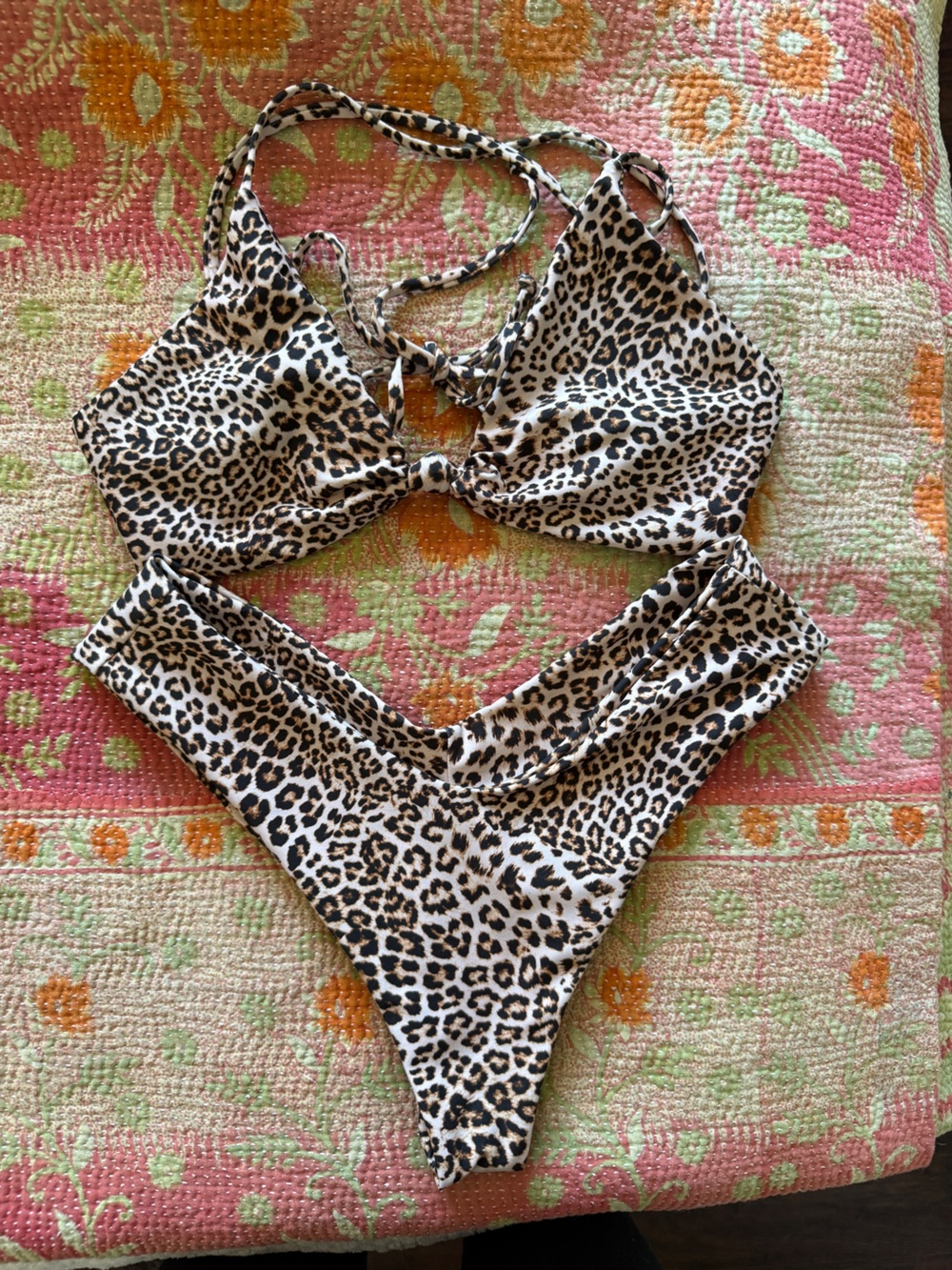 Statue x Salty Blonde Leopard Bikini Set